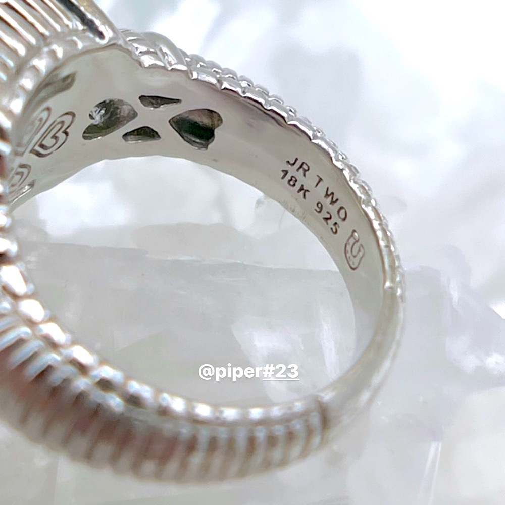 Judith Ripka JR TWO Fontaine Prasiolite & Diamond Cocktail Ring size 6 - Picture 7 of 8